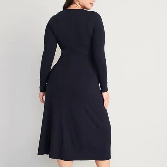 Old Navy Fit & Flare Twist-Front Cutout Midi Dress for Women New - Picture 5 of 7